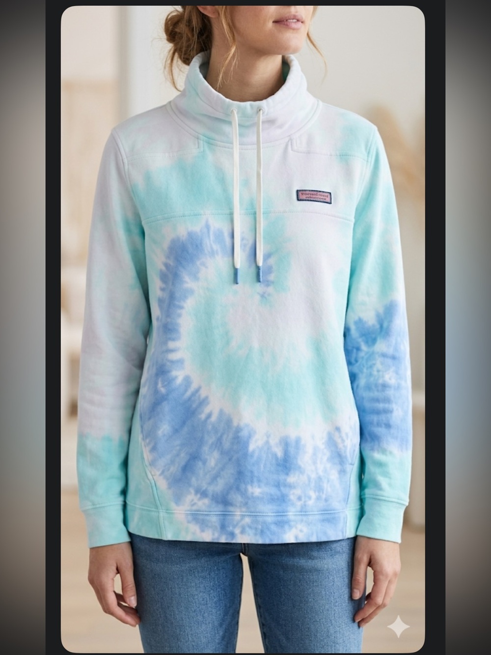 Vineyard Vines Shep To Dye For Funnel Neck Sweatshirt Women size M.